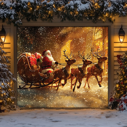 Shineful Garage Door Banner Decoration Santa's Coming To Town