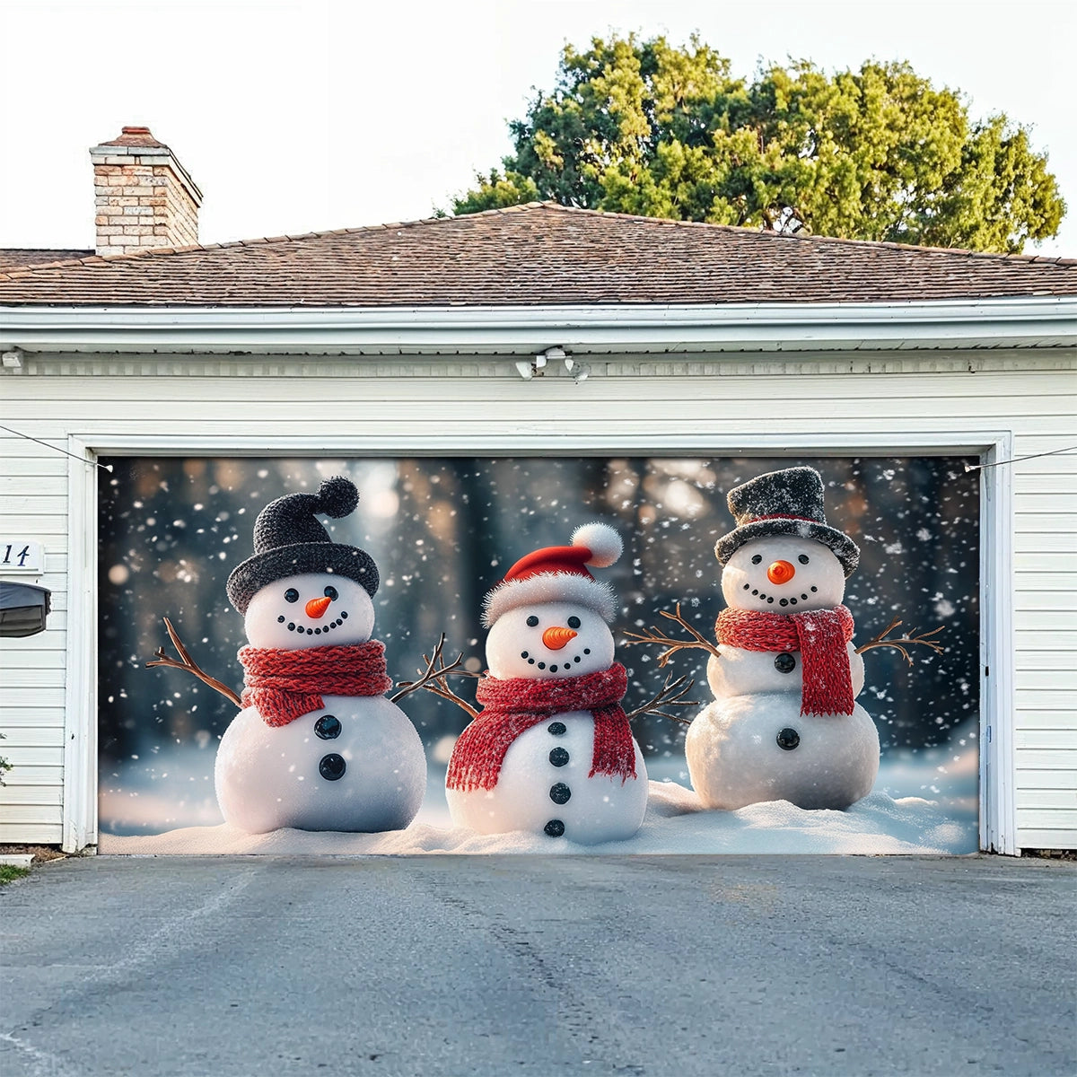 Shineful Garage Door Banner Decoration - Christmas Joy with Snowmen