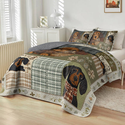 Shineful All Season Quilt 3-Piece Set - Dachshund's Bedtime
