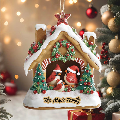 Shineful 2D Acrylic Ornament - Personalized Cardinal Christmas Cottage