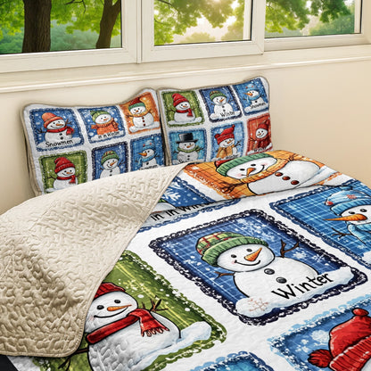 Shineful All Season Quilt 3-Piece Set Christmas Winter Snowman
