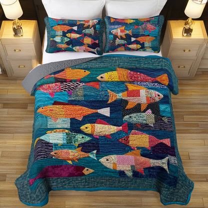 Shineful All Season Quilt 3-Piece Set Fish Frenzy