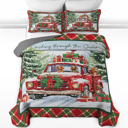 Shineful All Season Quilt 3-Piece Set Dashing Dachshund