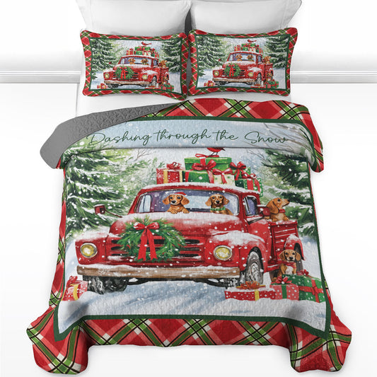 Shineful All Season Quilt 3-Piece Set Dashing Dachshund