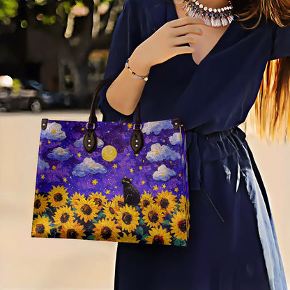 Shineful Leather Starry Cat With Sunflower