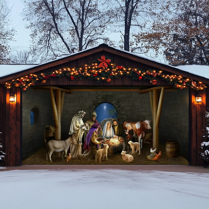 Shineful Garage Door Banner Decoration Adoration of the Christ
