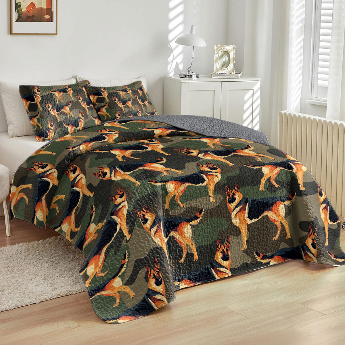 Shineful All Season Quilt 3-Piece Set German Shepherd Camou