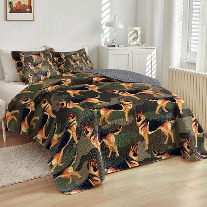 Shineful All Season Quilt 3-Piece Set German Shepherd Camou
