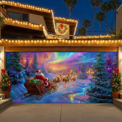 Shineful Garage Door Banner Decoration Magical Santa Journey