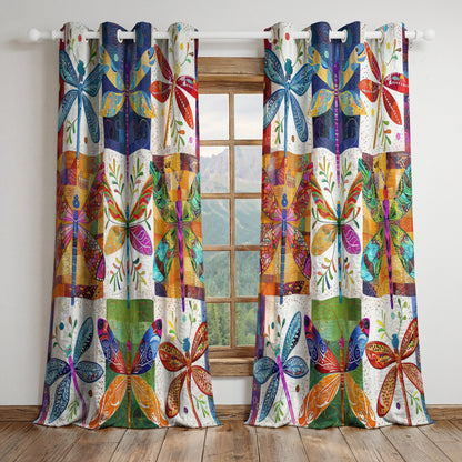 Shineful Quilted Curtain Dragonfly Bloom