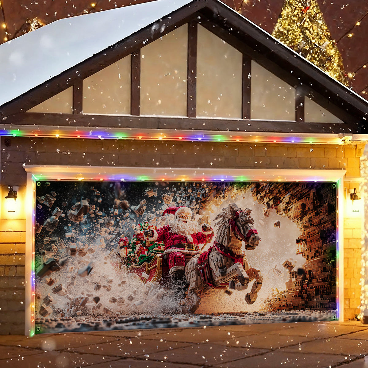 Shineful Garage Door Banner Decoration Lego Sleigh Rush
