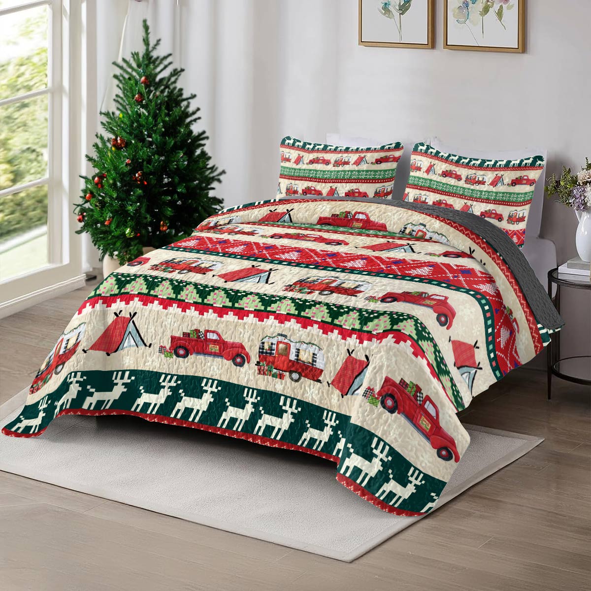 Shineful All Season Quilt 3-Piece Set Camping Christmas