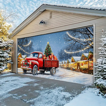 Shineful Garage Door Banner Decoration Red Truck Holiday