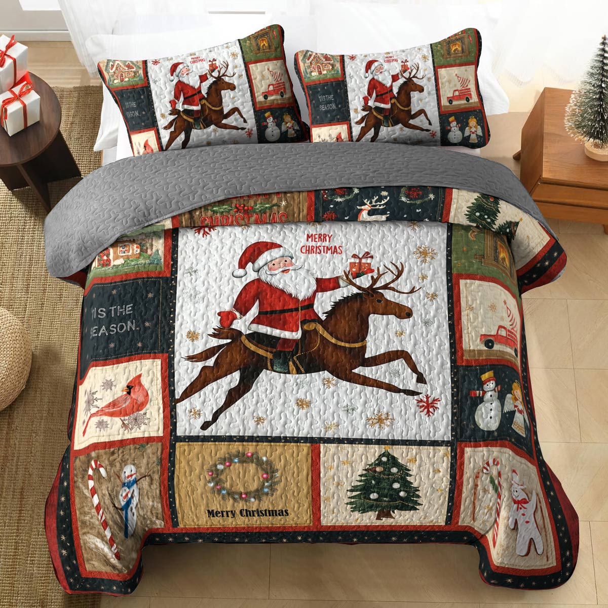 Shineful All Season Quilt 3-Piece Set - Christmas Holiday Cheer