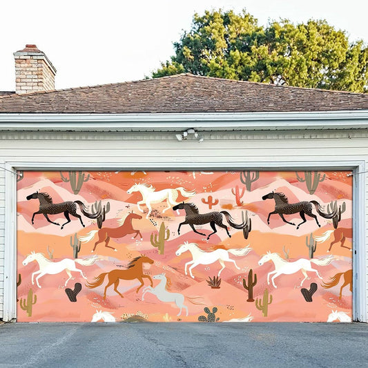 Shineful Garage Door Banner Decoration Desert Gallop