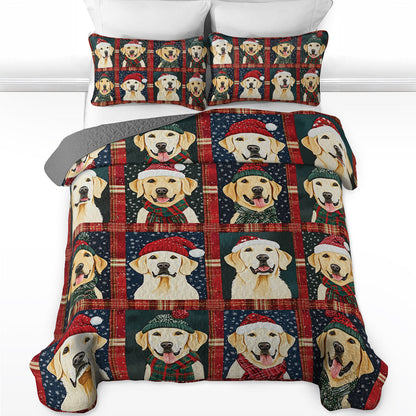 Shineful All Season Quilt 3-Piece Set Golden Christmas Cheer