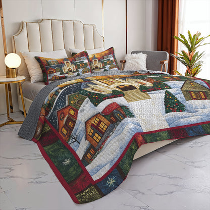 Shineful All Season Quilt 3-Piece Set Cozy Winter Village