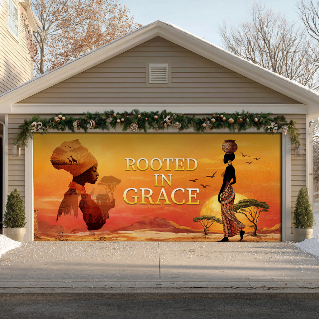 Shineful Garage Door Banner Decoration Rooted in Grace