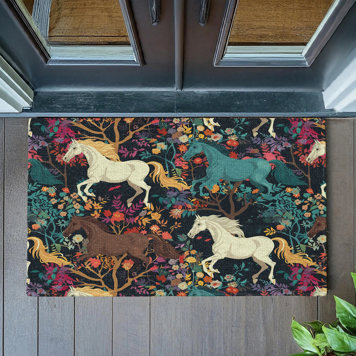 Shineful Horse Flower Ultra-Thin Non Skid Floor Mat, Kitchen Rugs