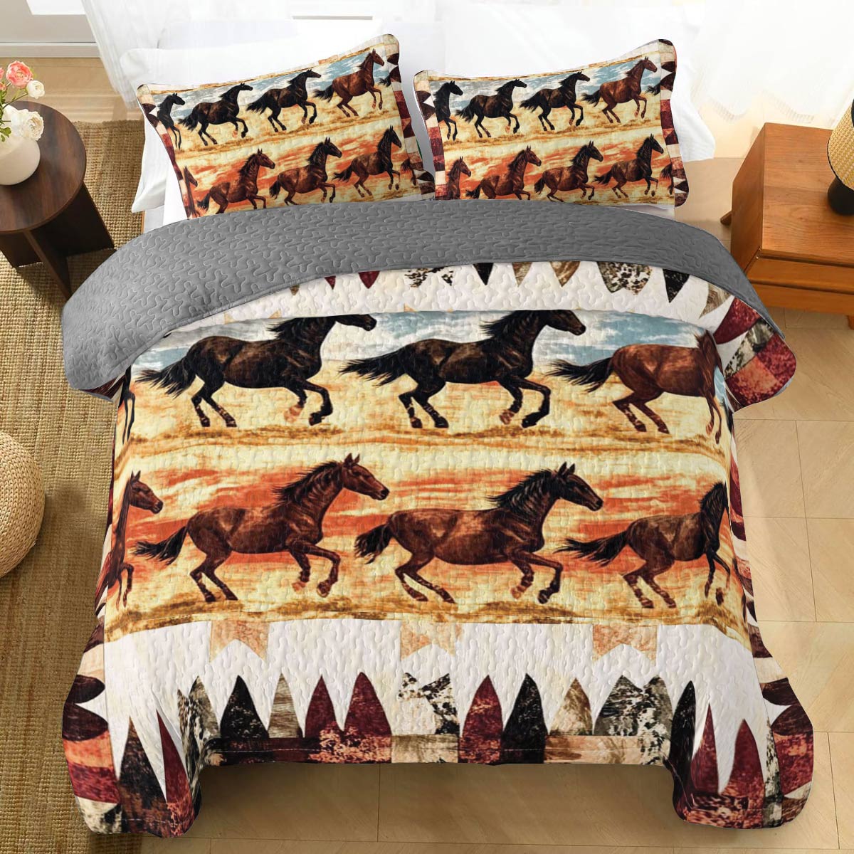 Shineful All Season Quilt 3-Piece Set Galloping Grace