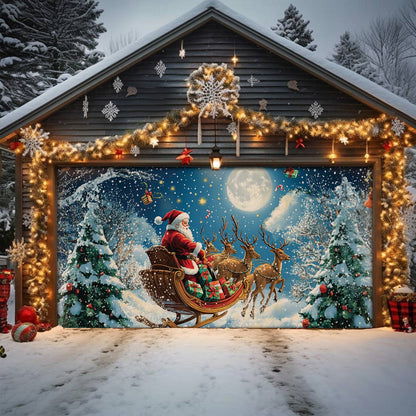 Shineful Garage Door Banner Decoration Moonlit Christmas Journey
