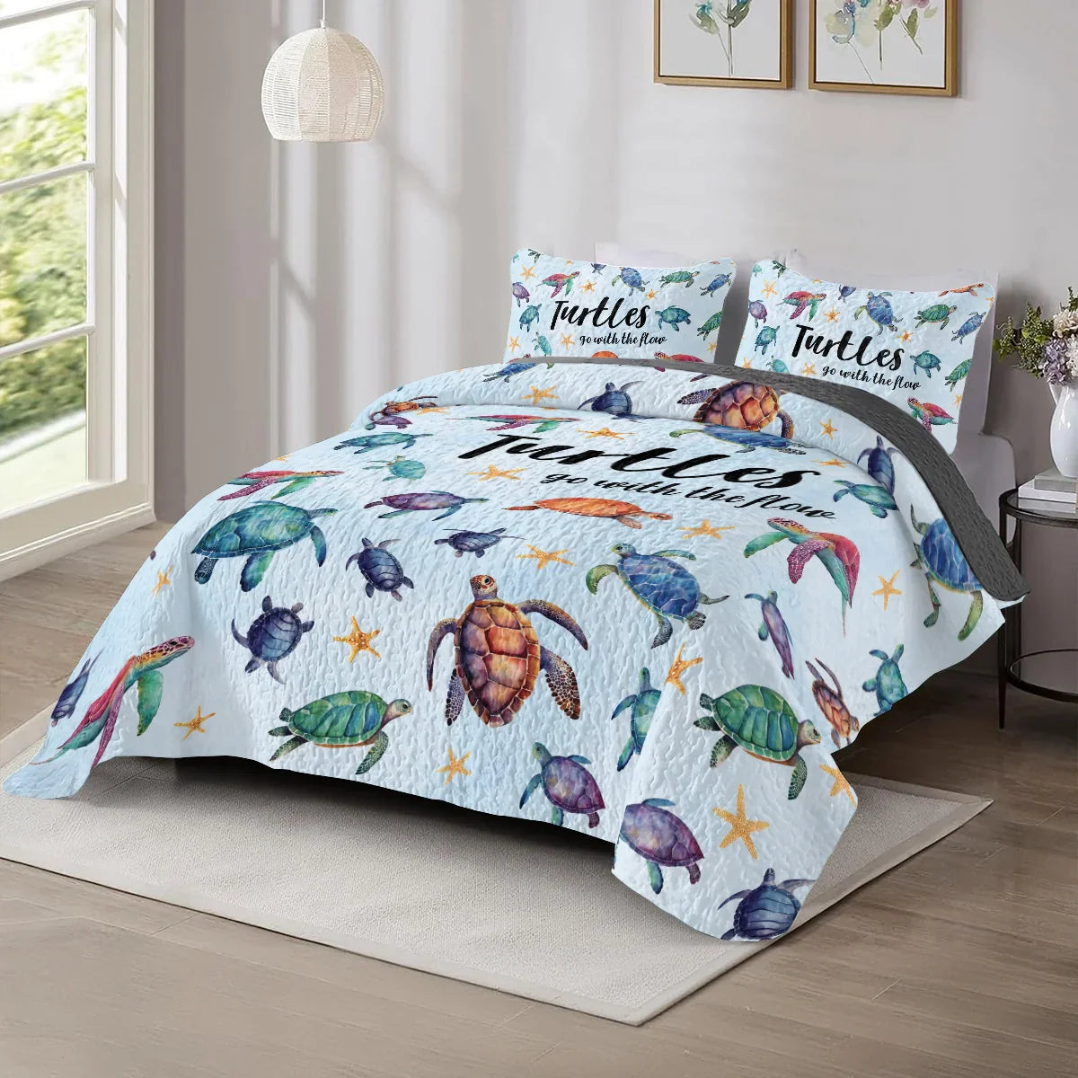 Shineful All Season Quilt 3-Piece Set -Sea Turtle Go With The Flow