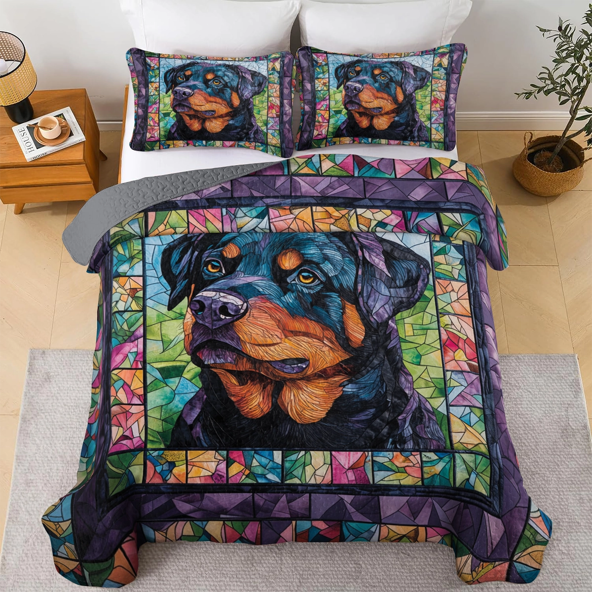 Shineful All Season Quilt 3-Piece Set - Rottie Guardian