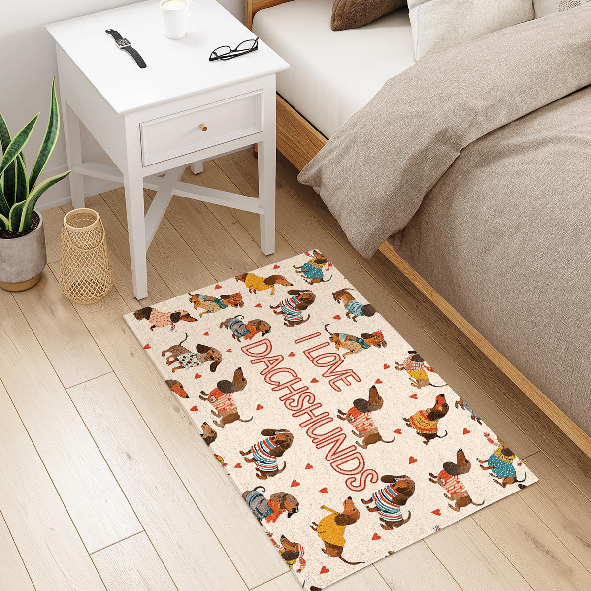 Shineful Dachshund Lovely Delight Ultra-Thin Non Skid Floor Mat, Kitchen Rugs