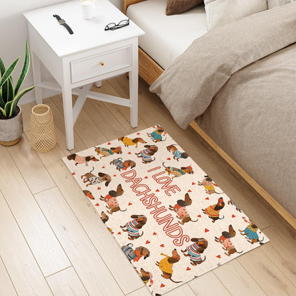 Shineful Dachshund Lovely Delight Ultra-Thin Non Skid Floor Mat, Kitchen Rugs