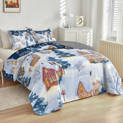Shineful All Season Quilt 3-Piece Set Peace Village Christmas