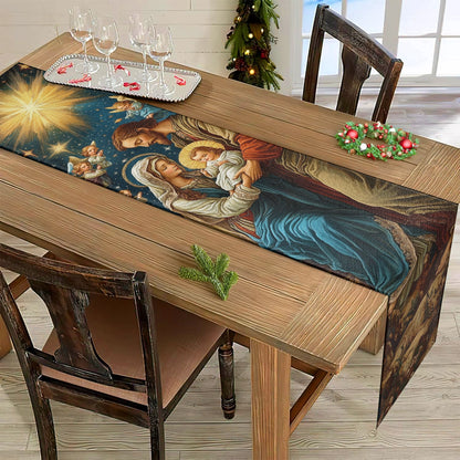 Shineful 2D Flat Print Quilted Table Runner - Holy Family