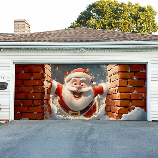 Shineful Garage Door Banner Decoration Santa’s Festive Breakthrough