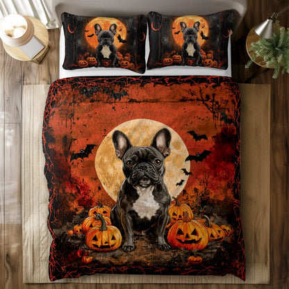 Shineful All Season Quilt 3-Piece Set - Spooktacular Frenchie Halloween