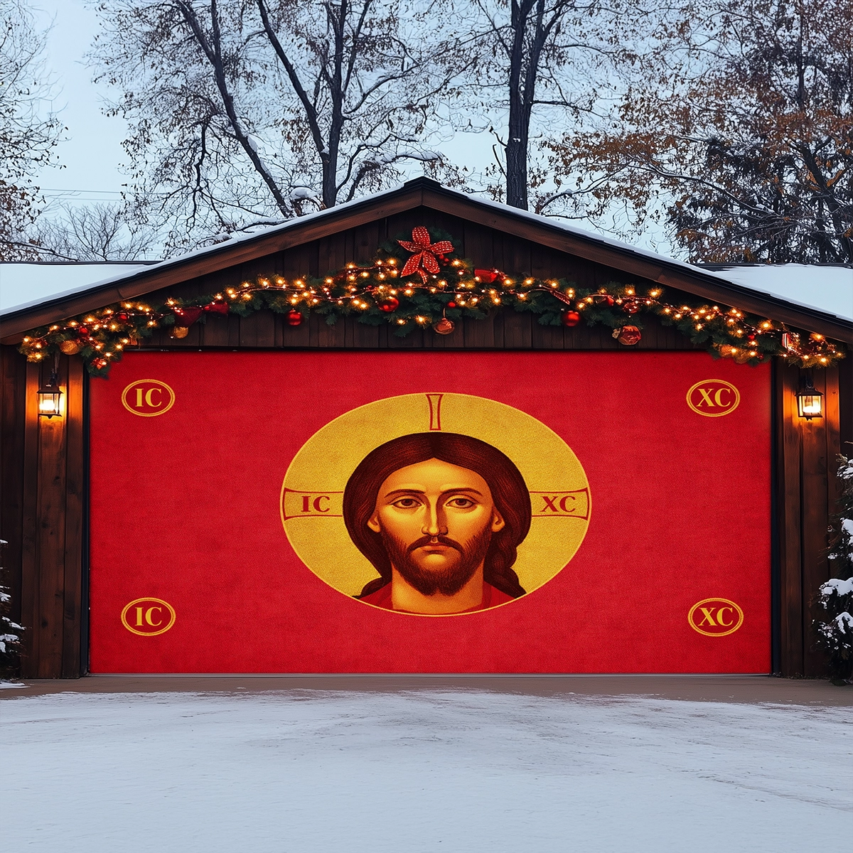 Shineful Garage Door Banner Decoration Christ the Pantocrator