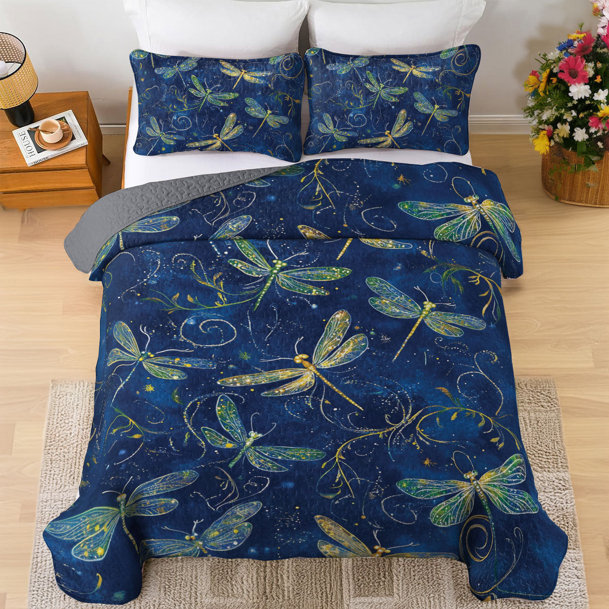Shineful All Season Quilt 3-Piece Set Enchanted Dragonfly