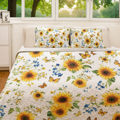 Shineful All Season Quilt 3-Piece Set Little Sunflower And Butterfly