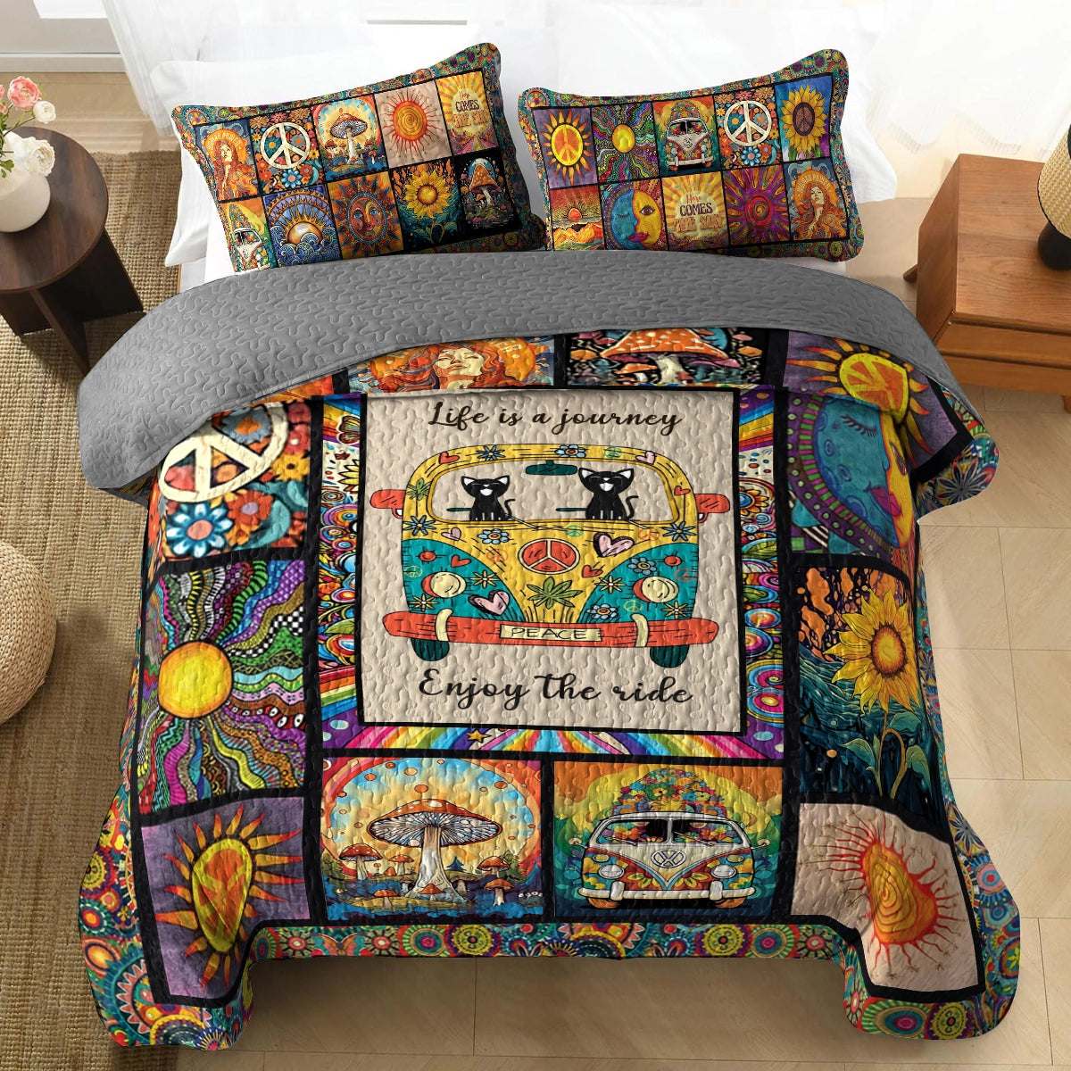 Shineful All Season Quilt 3-Piece Set - Hippie Dream Journey
