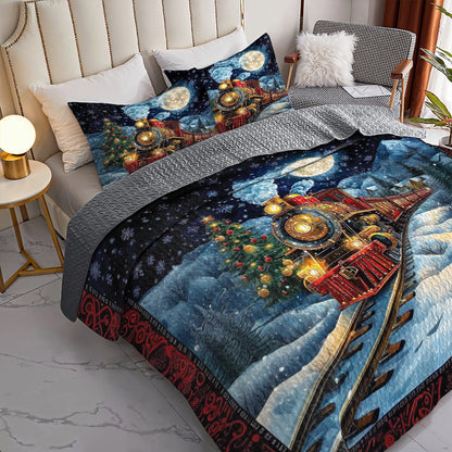 Shineful All Season Quilt 3-Piece Set Christmas Express Train