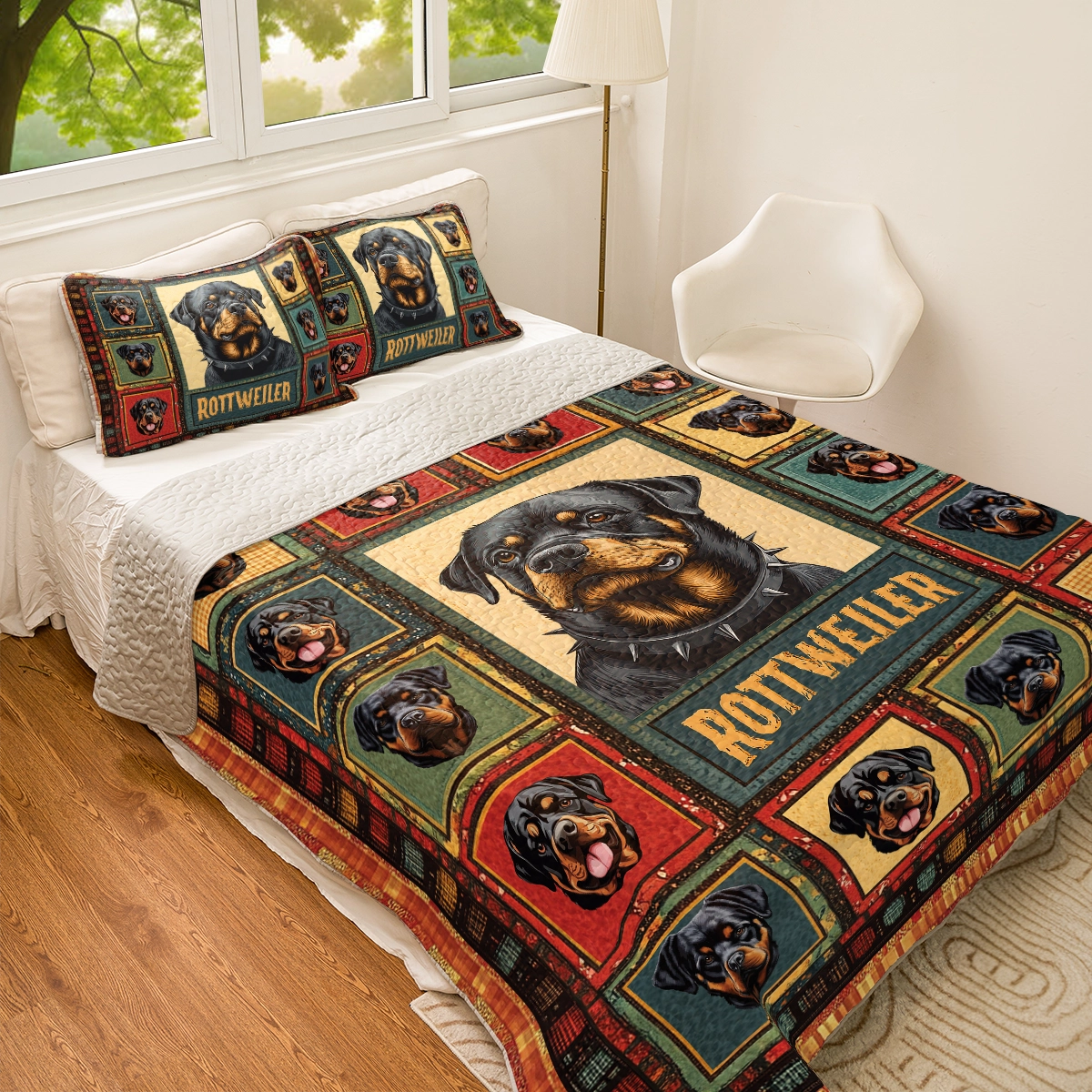 Shineful All Season Quilt 3-Piece Set - Rottweiler Loyal Guardian
