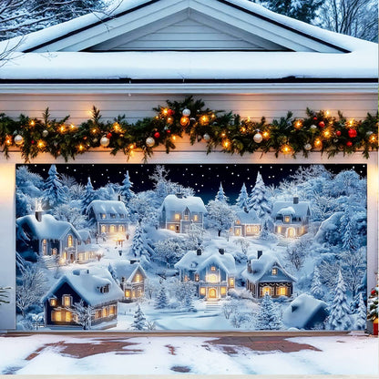 Shineful Garage Door Banner Decoration -  Snowy Village Glow