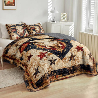 Shineful All Season Quilt 3-Piece Set Rustic Cow