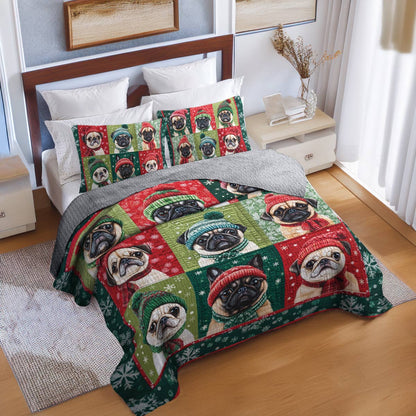 Shineful All Season Quilt 3-Piece Set Festive Frenchie