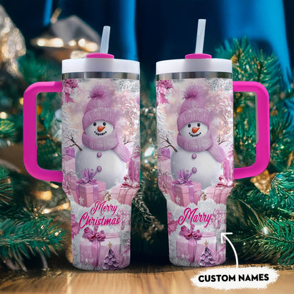 Shineful Tumbler Personalized Frosty Pink Christmas