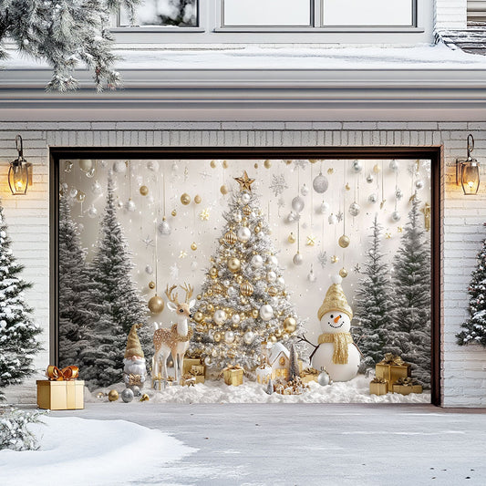 Shineful Garage Door Banner Decoration Golden Winter
