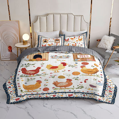 Shineful All Season Quilt 3-Piece Set Feed Egg Chicken