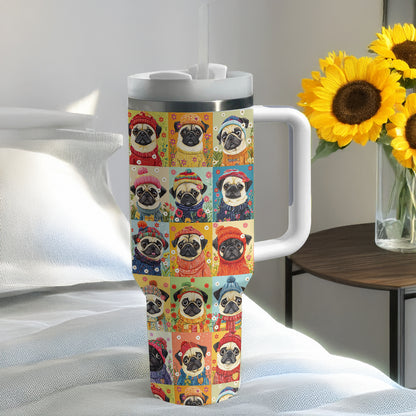 Shineful Tumbler Floral Pug In Sweater