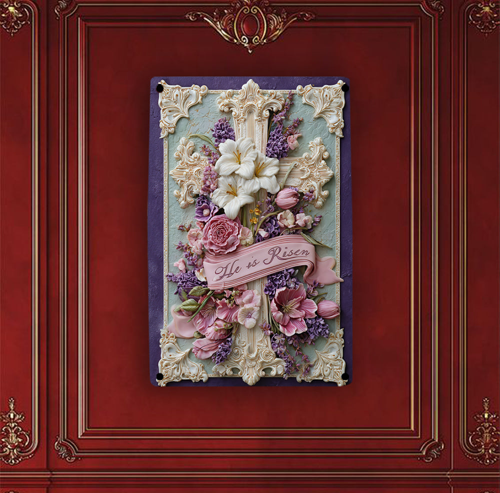 Shineful 2D Metal Sign Vintage Floral Cross