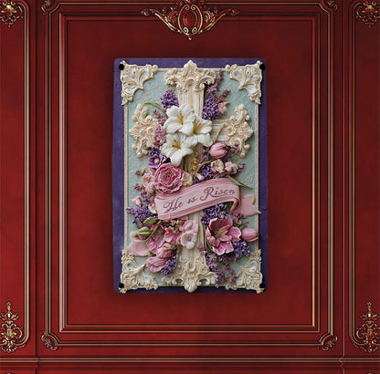 Shineful 2D Metal Sign Vintage Floral Cross