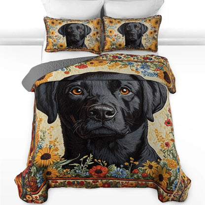 Shineful All Season Quilt 3-Piece Set - Labrador's Floral Tapestry
