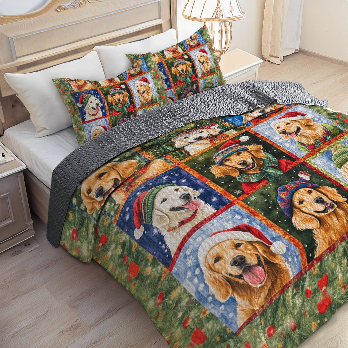 Shineful All Season Quilt 3-Piece Set - Snowy Golden Moments